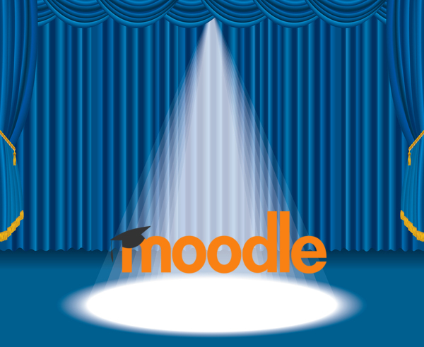 stage with spotlight on the Moodle logo